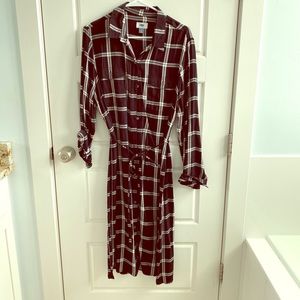 Cute pattern button down shirt dress!